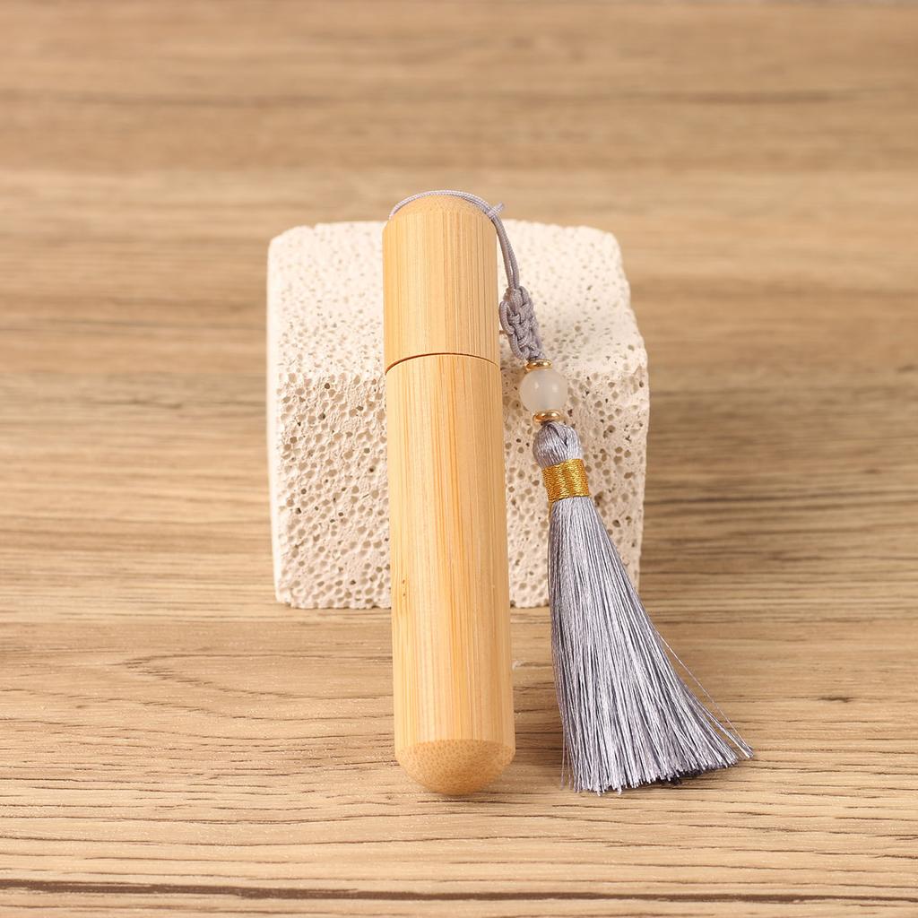 10ml Bamboo Roll On Bottles With Tassel Glass Insert Refillable For Essential Oil Perfume Engravable Travel Portable Empty Vials