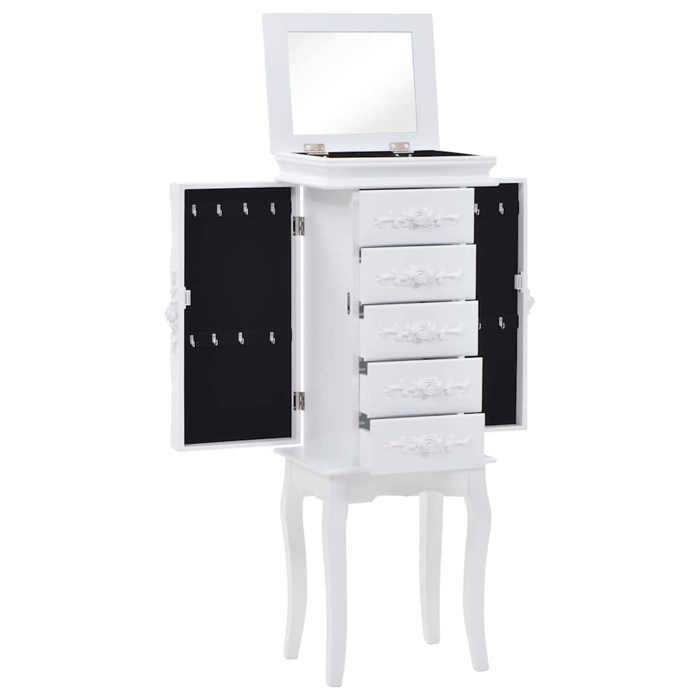 Armoire à bijoux sur pieds - Maison Exclusive - Blanc mat - MDF et pin - 34 x 26 x 94 cm
