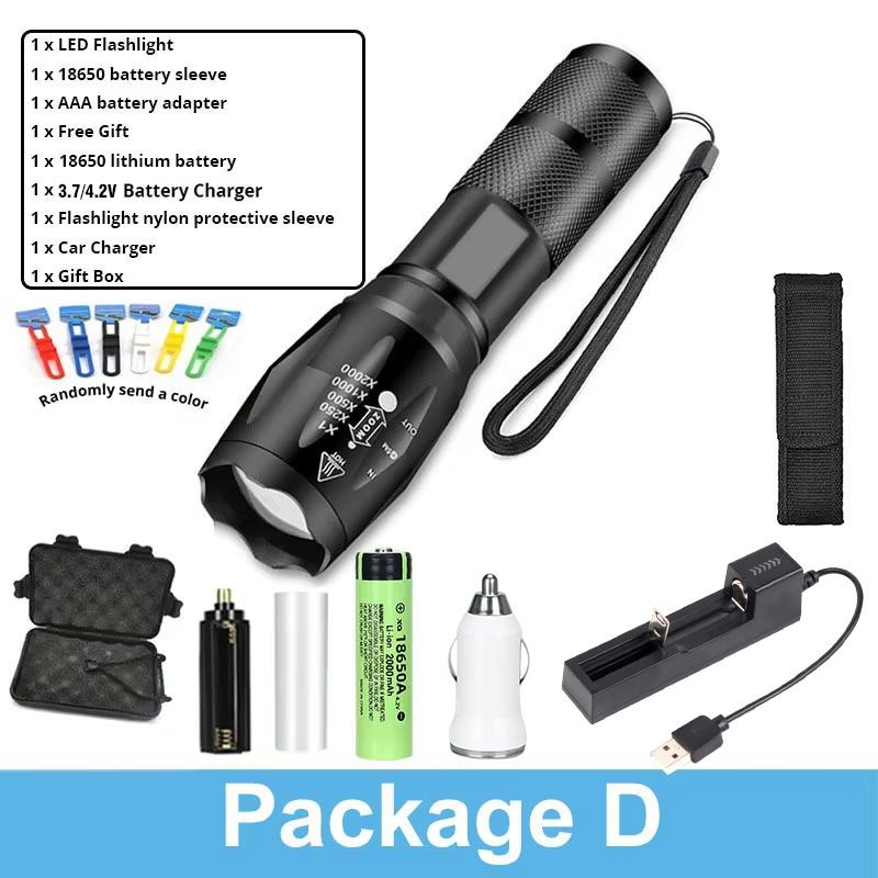 High Power Led Flashlights Zoomable Camping Torch With T6 LED Lamp Beads Waterproof 5 Lighting Modes Multi Function USB Charger