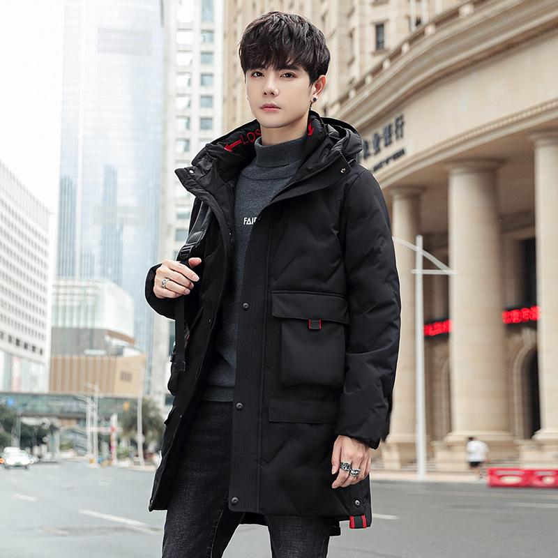Herren Mittellange Weiße Entendaunenjacke - 2023 Winter Koreanischer Stil Trendige Dicke Jugend Oberbekleidung