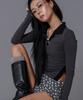 Seullisiseu Unbalance Slit Polo Top (Charcoal)