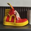 Red and Yellow Color Match Mens High Top Sneakers Shoes Flat Platform Height Increasing Big Size Trendy Fashion Cool Booties