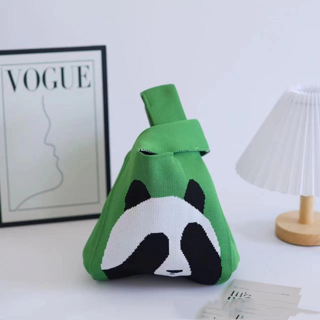 Women's Knot Wrist Bag Handmade Knitted Bag Portable Mini Striped Tote Bucket Phone Bags Large Capacity Autumn Winter Handbags