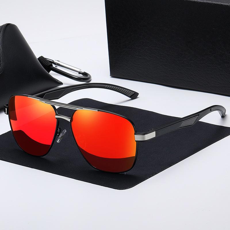 Men'S Aluminum-Magnesium Alloy Driving Polarized Sunglasses, Spring Leg Sunglasses, Uv Protection Sunglasses
