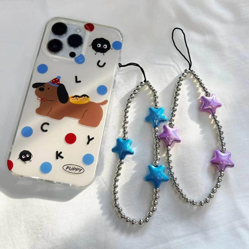 DIY Star Beaded Phone Chain Portable CellPhone Strap Lanyard Mobile Phone Pendant Decoration Exquisite Key Car Hangings