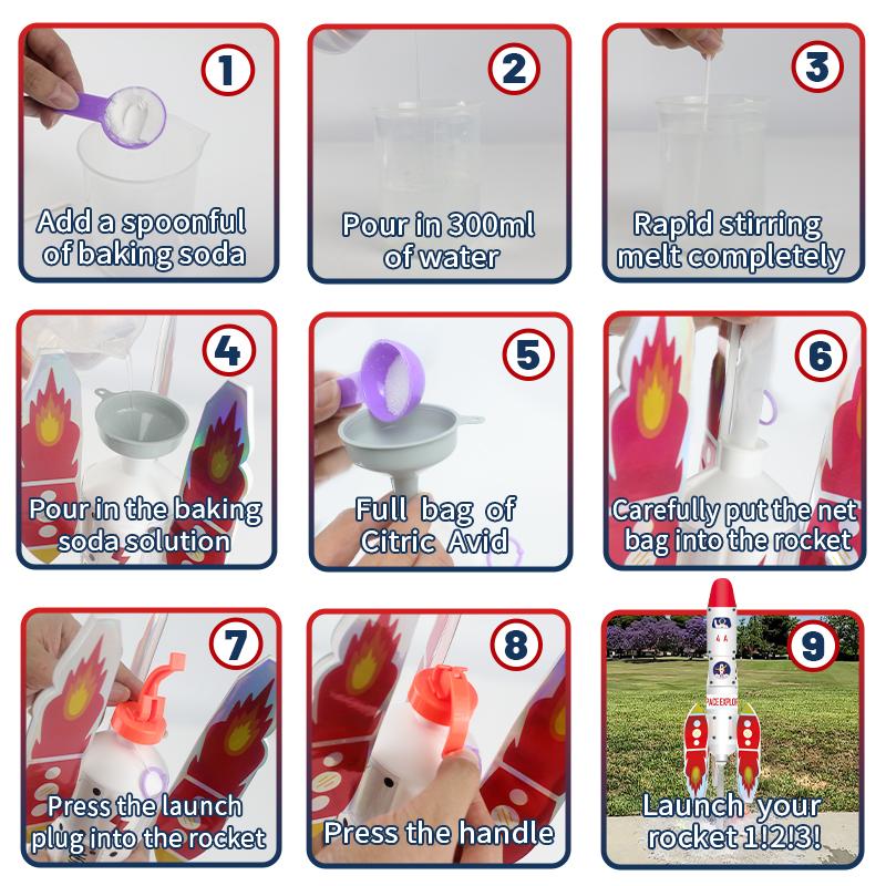 Neues Wassersprühraketenstart-Wissenschafts-Kit Outdoor-Bildungs-Kit DIY Plastikraketen-Spielzeug für Kinder