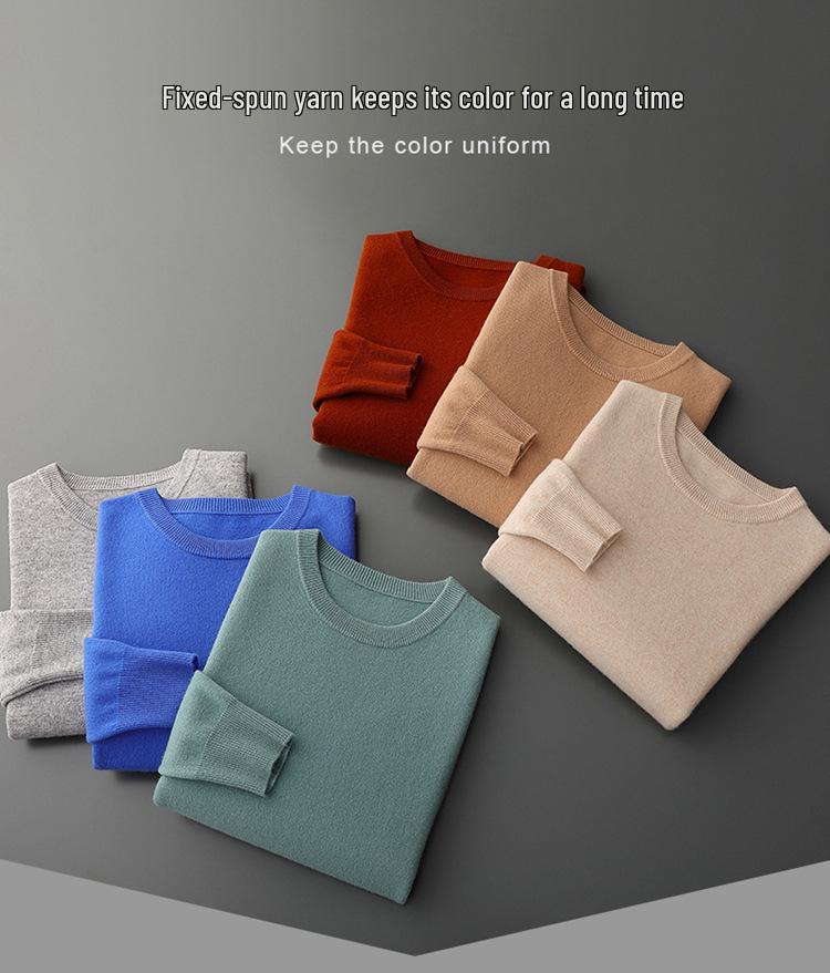 Men's Trendy Wool Round Neck Sweater: Autumn/Winter Collection, Long Sleeve Pullover for Casual Wear