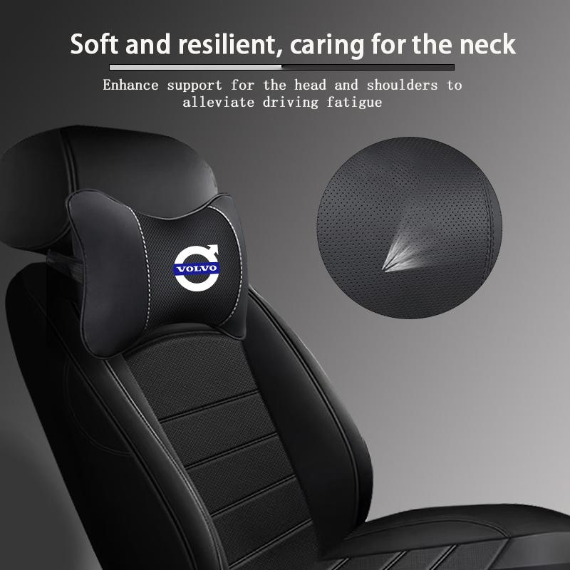 Leather Car Seat Headrest Memory Foam Comfort Neck Pillow Auto Interiors For Volvo Rdesign XC60 XC40 V60 V40 EX30 XC90 S60 V50