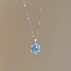 Collana Girocollo con Ciondolo Fiocco di Neve in Cristallo Blu Y2K per Donna con Zirconi Strass Catena per Clavicola Gioielli per Festa Festival