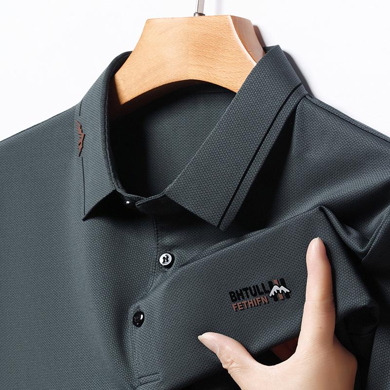 

Футболка мужская с отворотом средней длины, тонкий свитер с отворотом, повседневная дышащая рубашка поло с короткими рукавами 4XL