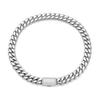 Heißer Verkauf Luxus 12mm Kubanische Strass-Kettenglied-Halsketten Hip Hop Schmuck Herren Edelstahl Silber Halskette