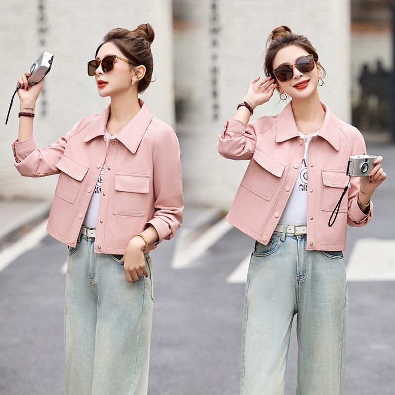 Women's 2025 Spring Fashion Loose PU Leather Jacket, Casual Top Z8803