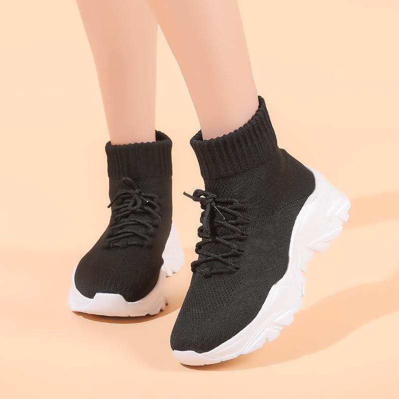Sexy Sock Boots Knitting Stretch Boots Warm High Heels For Women Fashion Knee High Boots Spring Autumn Women Booties Female