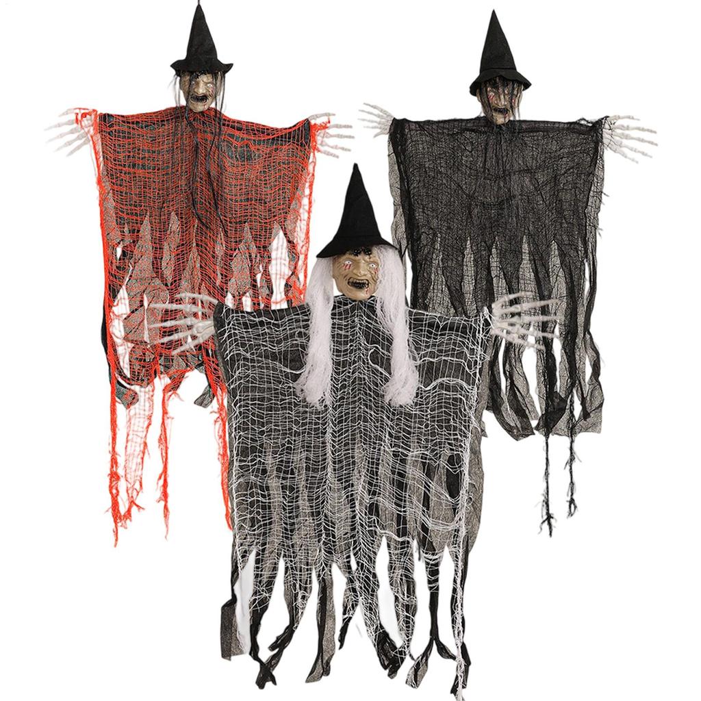 Halloweendekorationer Läskig Häxa Spökhus Hängande Ornament för Inomhus Utomhus Festtillbehör Veranda Gård Gräsmatta Trädgård
