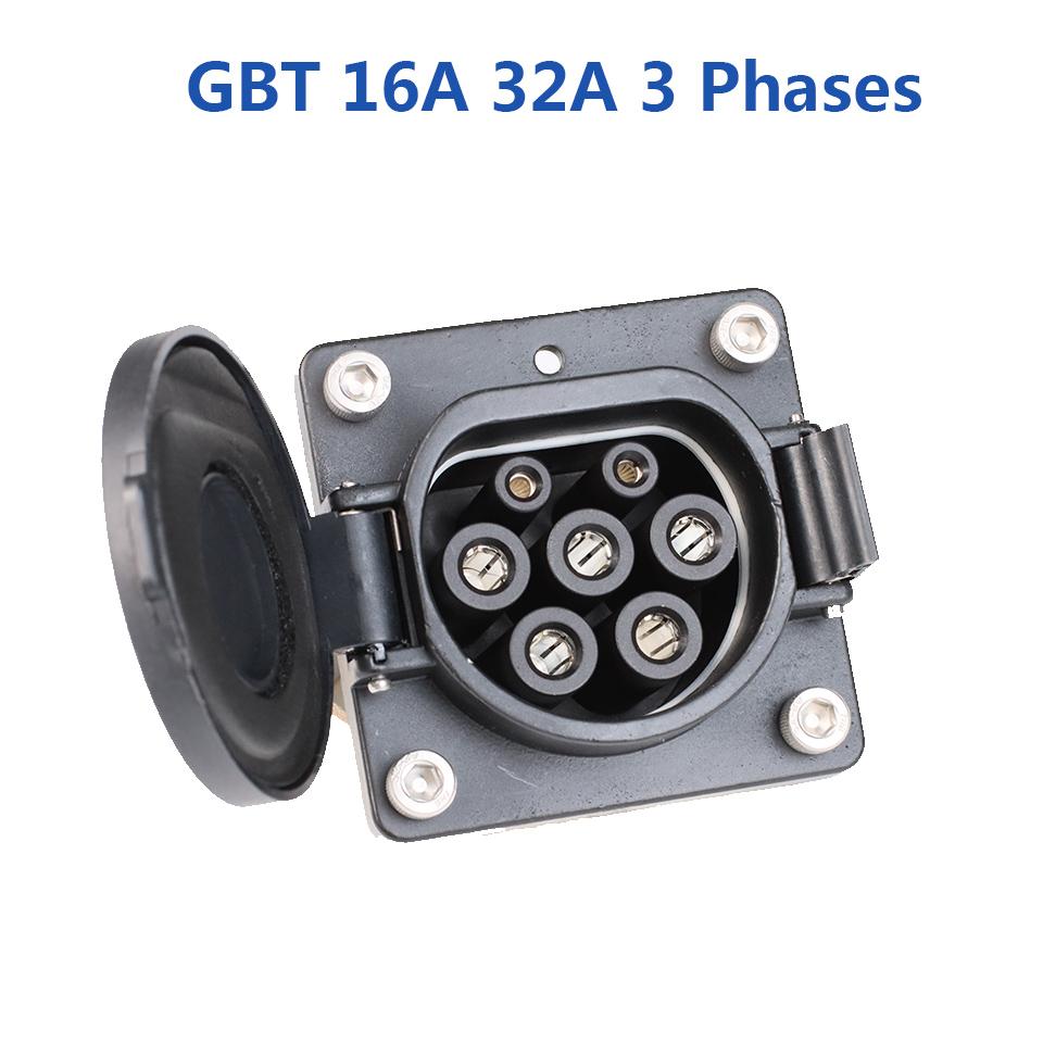 3.5KW 7KW GBT EV Connector 16A 32A 1P EV Charger Socket Inlet EV Charging Socket Without Cable For Chinese Standard Electric Car