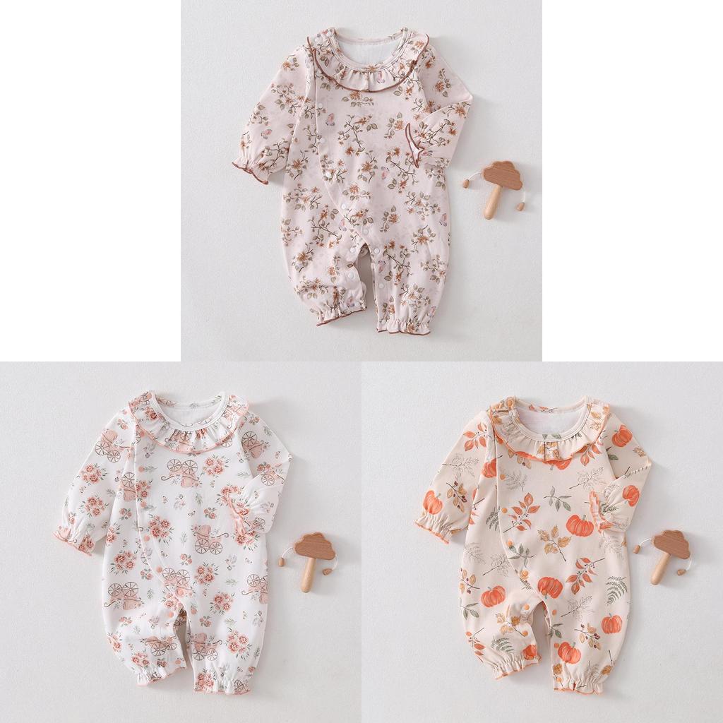 Barboteuse en Coton pour Bébé avec Bordure en Dentelle pour Nouveau-nés et Bébés Sécuritaire pour le Printemps et l'Automne