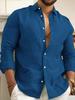 2023 Men's Cotton Linen Solid Color Casual Cardigan Shirt