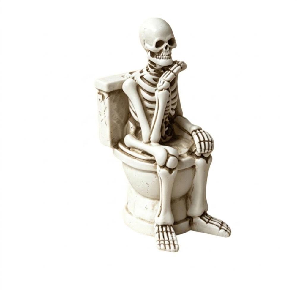 Vintage Halloween Skeleton Statue Resin Mini Toilet Skeleton Sculpture Desktop Decor