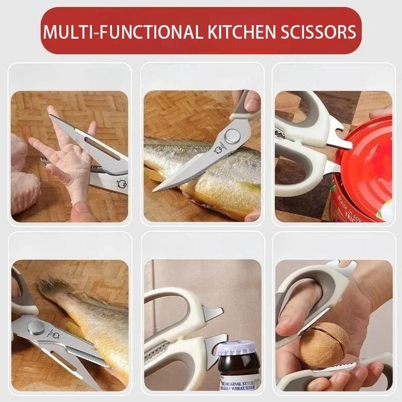 Detachable Kitchen Shear Ergonomic Handles with Protective Cover Chicken Bone Shears Stainless Steel Kitchen Scissor Nut5