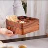 Stackable Walnut Fruit Bowl: Solid Wood Four-Compartment Tray for Dried Fruits and Snacks