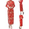 Lady Petticoats Plus Size Women Cheongsam Elegant High Slits Long Cheongsam Classic Chinese Style Women Dress for Weddings Parties
