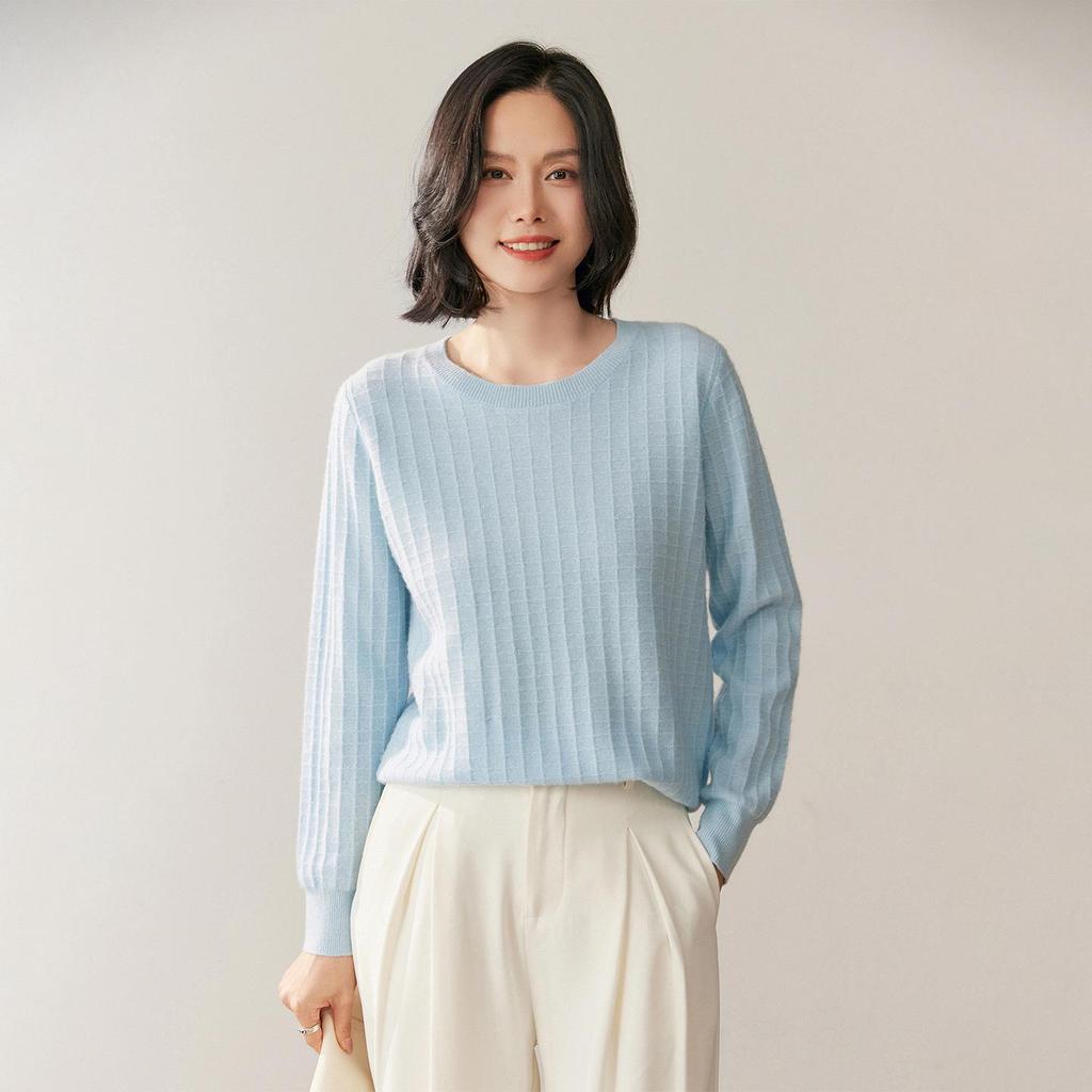 Women's Versatile Long Sleeve Cashmere Sweater – Loose, Slimming, Thick Cable Knit Base Layer Top