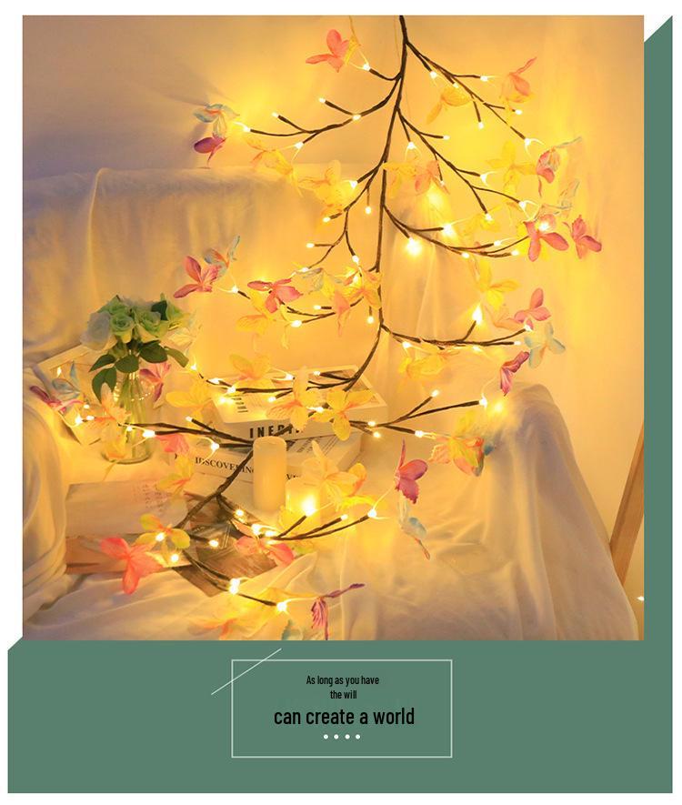 Branch and Vine LED Fairy Lights: Shapeable Butterflies & Flowers for Indoor Wall Decor and Creating a Romantic Atmosphere.