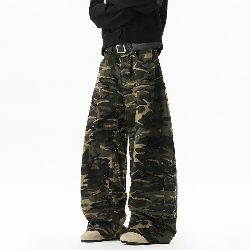 Freizeithose Herren Herbst Camouflagehose Gerades Bein Locker Lässige Hose