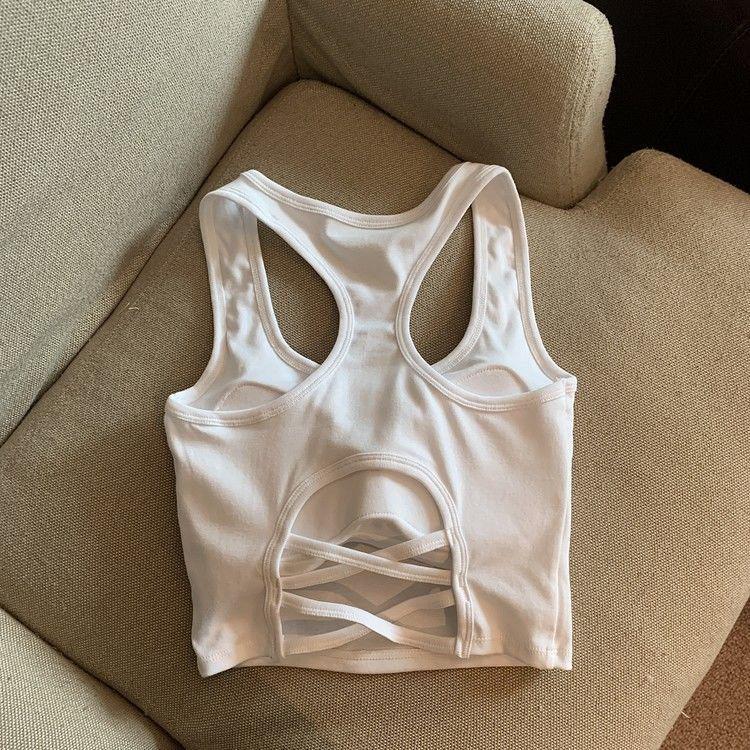2024 Sportliches scharfes Sommer-Trägertop rückenfrei mit Brustpolstern - figurbetont, pure Lust