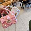 Children's cute cartoon jelly bag girls silicone change bag messenger bag little girl mini pearl handbag