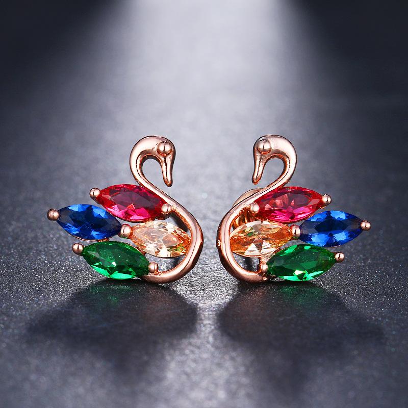 Colorful Cubic Zirconia Long Drop Earrings, Luxury Geometric Crystal Earrings, Elegant Evening Party Jewelry Gift