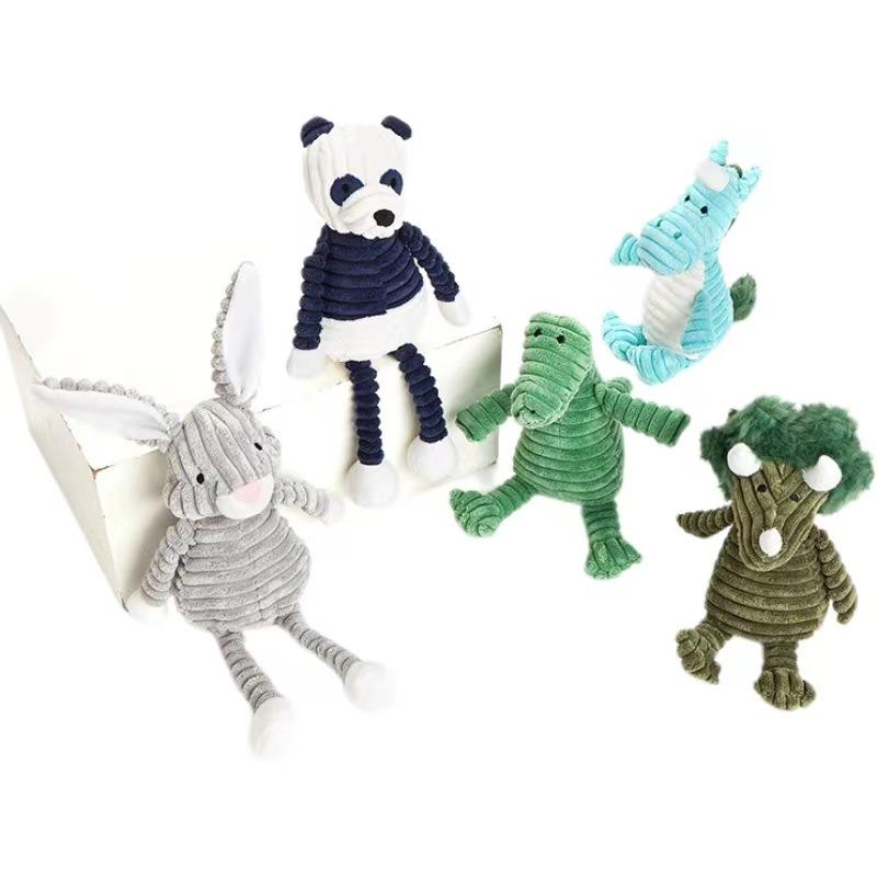 Corduroy Green Crocodile Plush Dog Toy, Squeaky Stuffed Animal Chew Toy for Small Medium Dogs, Interactive Pet Play Gift