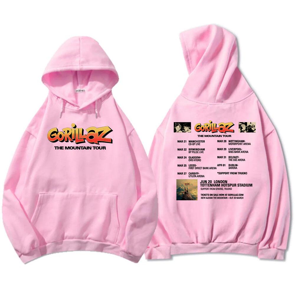 Gorillazs The Mountain 2026 Tour Mikiny Módní Mikiny s dlouhým rukávem a kapucí Podzim Zima Fleecové Pulovry Streetwear