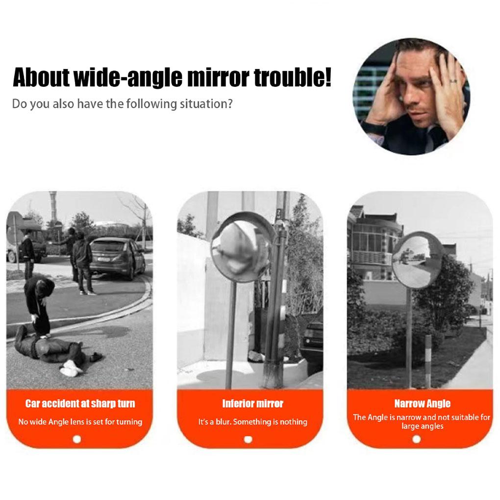 ABS Zrcadlo na příjezdovou cestu Širokoúhlé 230° Nerozbitná Vypuklá Bezpečnostní zrcadla Pro Silniční Zrcátka Mrtvého Úhlu