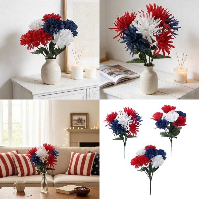Independence Day Flower Arrangement Realistic Artificial Plastic Flower For July 4th Holiday Party Table Centerpiecess