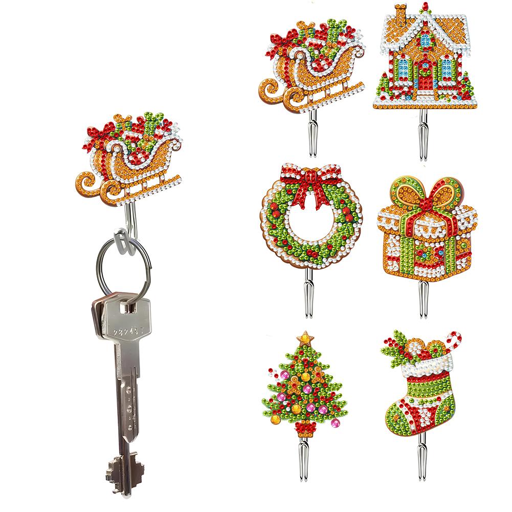 

6 шт. акриловые крючки для алмазной живописи, рождественская тематика, сделай сам, настенный крючок для ключей для алмазной живописи, домашний декор для начинающих и взрослых