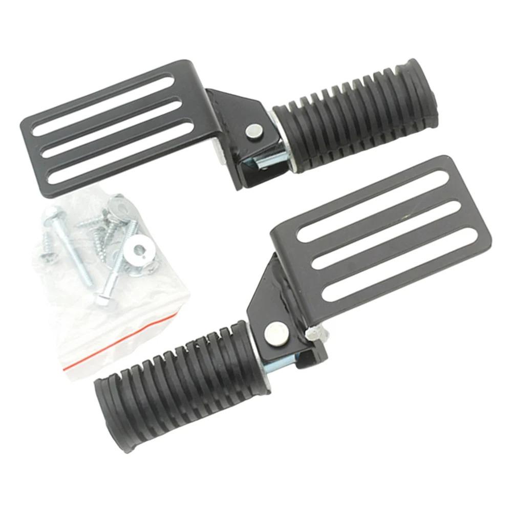 1Pair Universal Front Footrests Metal Deep Grooves Motorcycle Pedals Foldable Direct Installation Footpeg