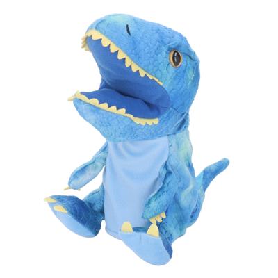 11.8in Peluş Dinozor El Kuklası Hareketli Ağız Yumuşak Dinozor Hayvan El Kuklası Çocuklar Yetişkinler için Mavi