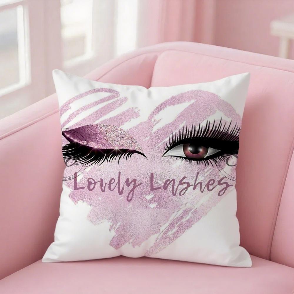 Ins Style Beauty Makeup Eyelash Peach Skin Pillow Case Pillow Cover Case Square Pillow Case Sofa With Pillow Case For Home Use