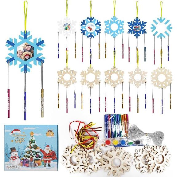 Fennoral 27 Pack Hummingbird Wind Chime Craft Kit for Kids Make Your Own Hummingbird Craft Wooden Ornaments for Girls and Boys DIY Crafts Activity
