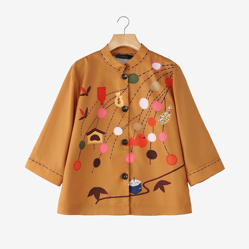 

ZANZEA Женская повседневная блузка с круглым вырезом, свободным рукавом 3/4 и принтом 5XL оранжевый