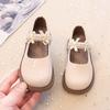 Children's Black Casual Shoes, New Autumn Fashion for Girls, Beaded Bowknot Patent Leather Princess Little Shoes