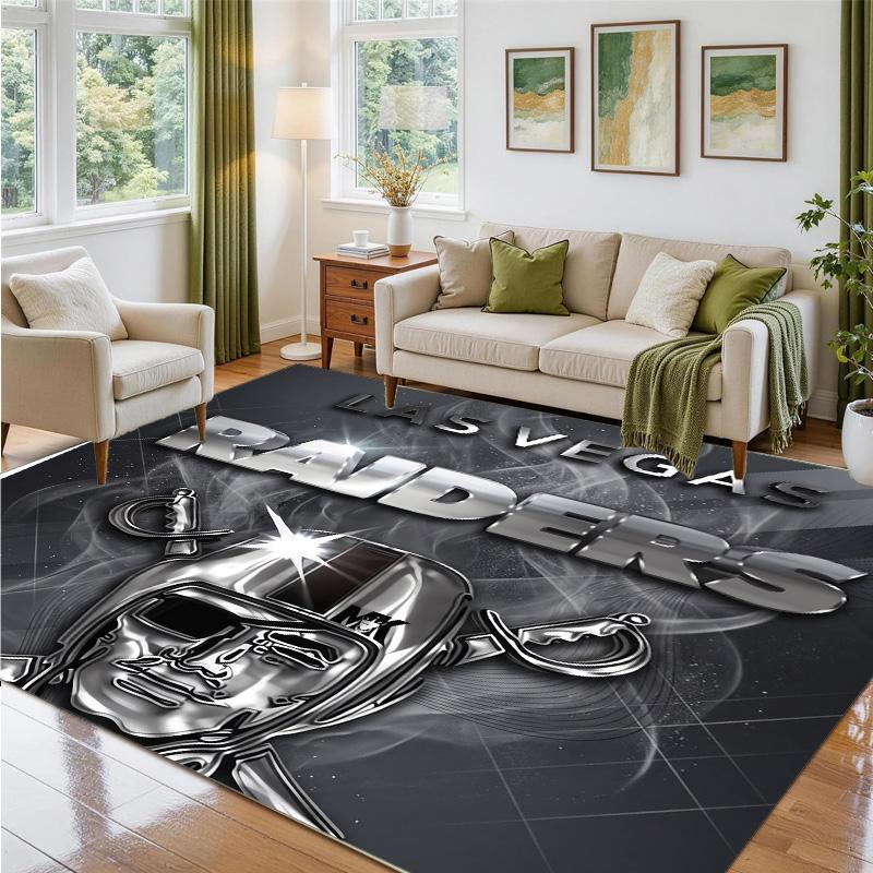 Las Vegas Raiders Design Crystal Velvet Rug Soft Decorative Mat for Bedroom Entrance