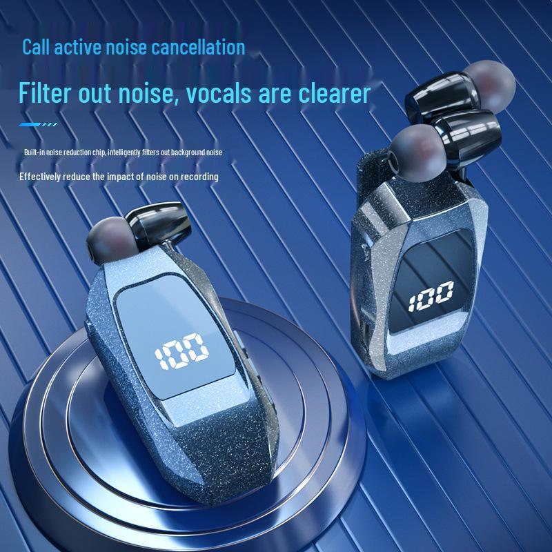 GT010 Wireless Bluetooth Earphone: Clip-On, Large Battery, Vibration, Retractable, with Digital Display for Business Use