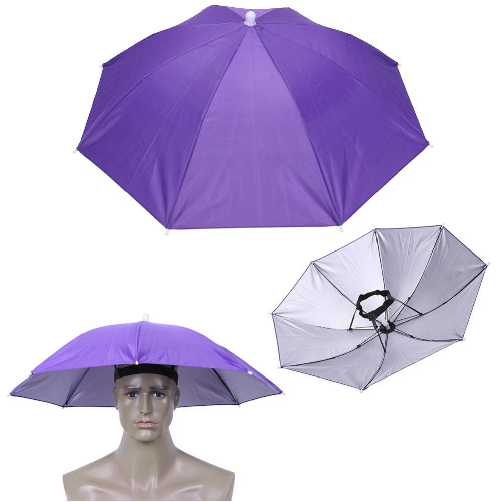 Chapéu Guarda-chuva Arco-íris de Montar na Cabeça, Guarda-chuva Leve de Rua para Colheita de Chá, Chapéu Guarda-chuva de Uso Duplo para Chuva e Chuva