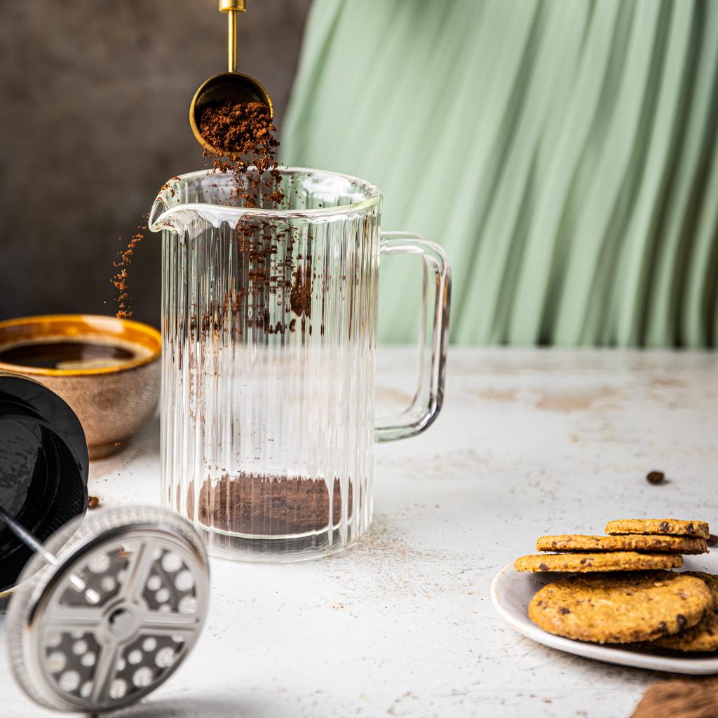 Zaparzacz do kawy herbaty szklany 350ml French Press złoty KLAUSBERG KB-7759