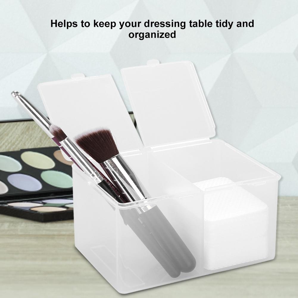 2 Grids Cotton Pads Swabs Container Nail Polish Glitter Powder Organizer Storage Box