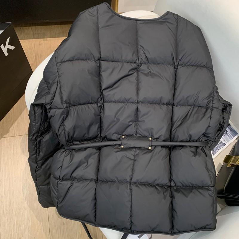 Womens 90% White Duck Down Puffer Jacket Slim Fit Warm Winter Coat Oversized Hoodless Casual Style