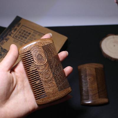 Yeşil Sandal Ağacı Cep Sakal Saç Combs 2 Boyutları El Yapımı Doğal Ahşap Tarak 1 adet