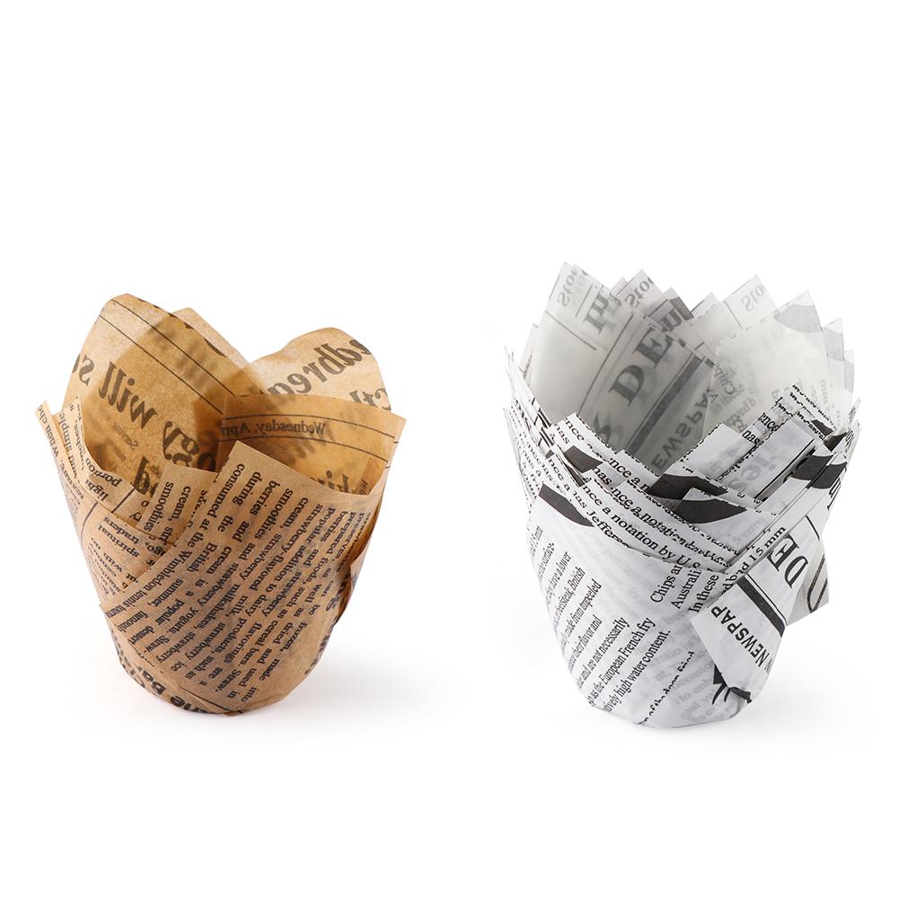 DIY Liner Grease-proof Baking Cup Muffin Cases Cake Paper Cups Cupcake Wrappers Newspaper Style
